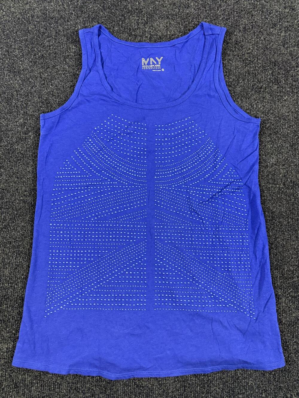 Marc New York Tank Top Womens S Blue Geometric Studded Scoop Neck Performance